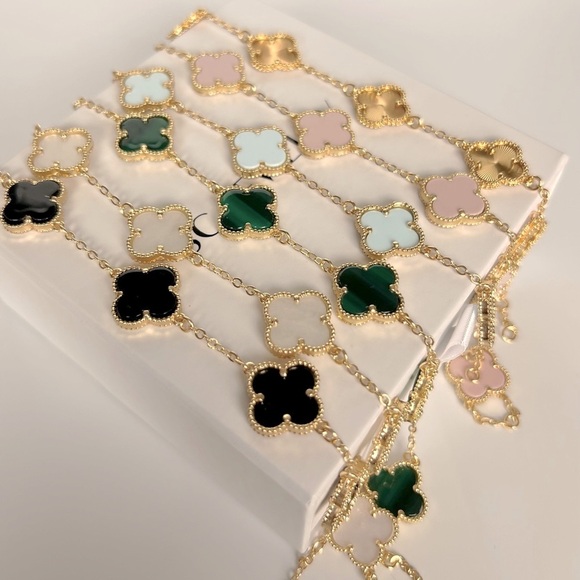 Clover Bracelet Mother of Pearl 14k Gold Plated Luxury Bracelet - Picture 8 of 11